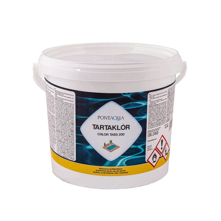 Tartaklór 200g-os klórtabletta medence vegyszer 3kg Pontaqua Tartaklór 200g-os klórtabletta medence vegyszer 3kg Pontaqua