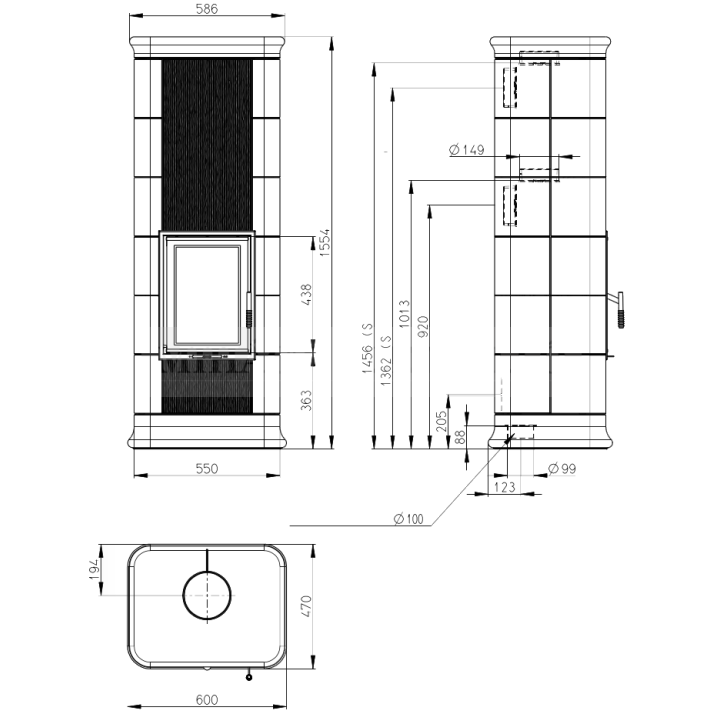 Kandalló kályha Romotop Malaga N03 cseresznye