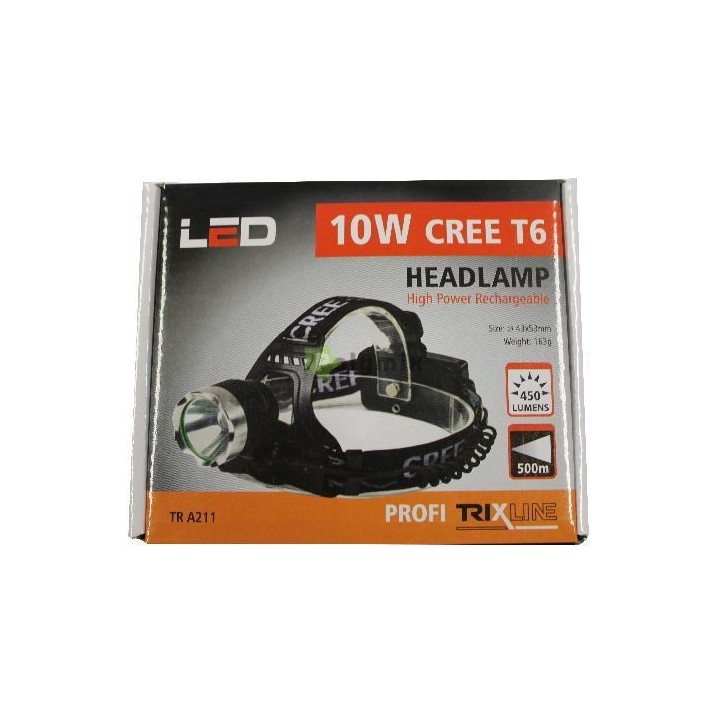 Trixline TR A211 10W 800lm tölthető akkumulátoros CREE LED fejlámpa