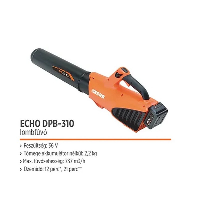 ECHO akkumulátoros lombfúvó DPB-310 40V aksi és töltő nélkül