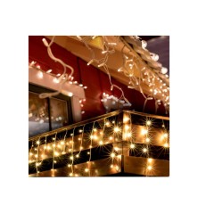 Fényfüzér 300 LED jégcsap fényfüggöny hideg fehér 5+10m 8 program kültéri beltéri