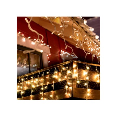 Fényfüzér 300 LED jégcsap fényfüggöny hideg fehér 5+10m 8 program kültéri beltéri