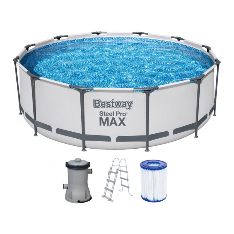 Fémvázas medence létrával, vízforgatóval szürke Bestway 366x100cm