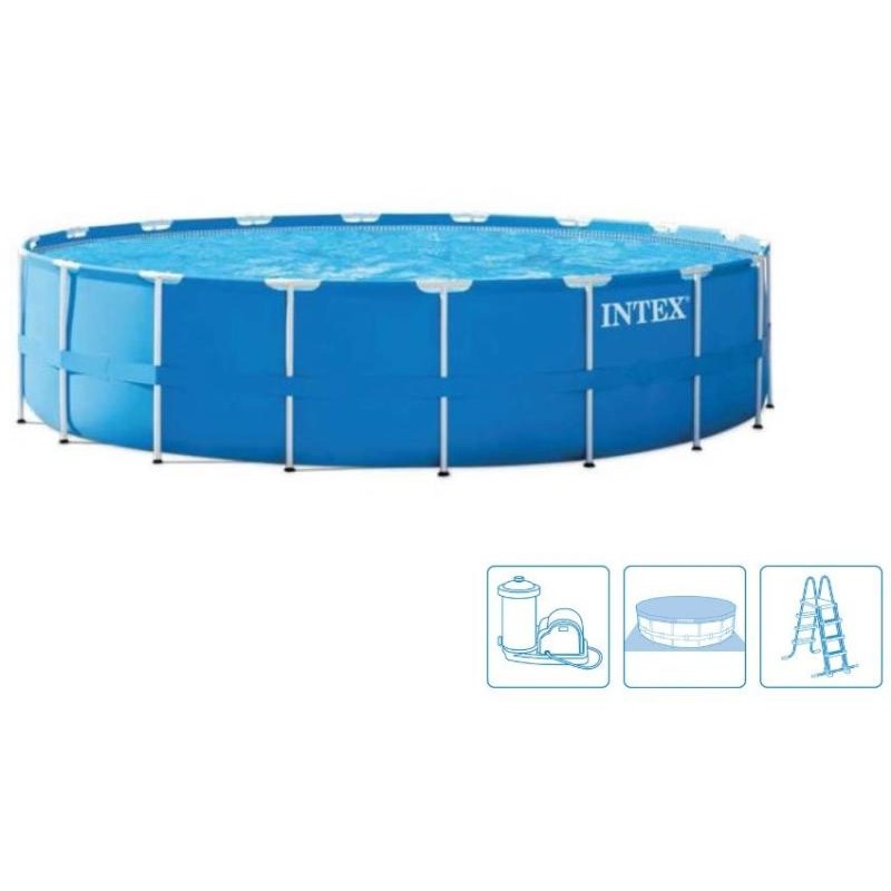 Intex fémvázas medence - létra, szűrő, takaró, alátét fólia - 457x107cm Prism Frame Premium